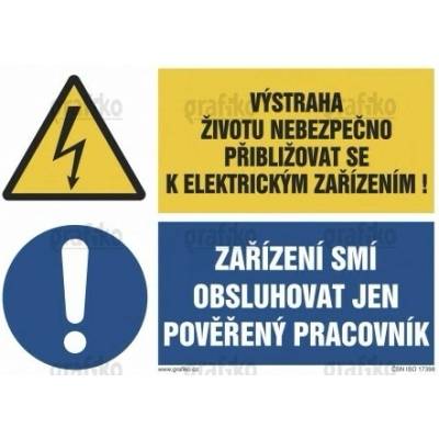 Grafiko | Životu nebezpečno / zařízení smí obsluhovat jen pověřený pracovník - Materiál Hliník, Rozměr 297x210mm