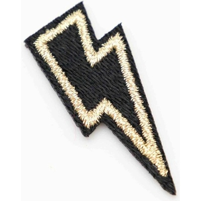 Nažehľovacia záplata - blesk - rozmer 4 x 1,8 cm - čierna, zlatá
