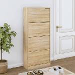 vidaXL Шкаф за обувки, дъб сонома, 63x24x147 см, инженерно дърво (342543)