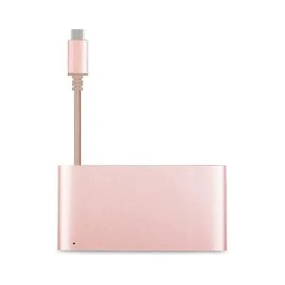 Moshi USB-C Multiport Adapter - адаптер за свързване от USB-C към HDMI 4K, USB-C, USB-A (розово злато)