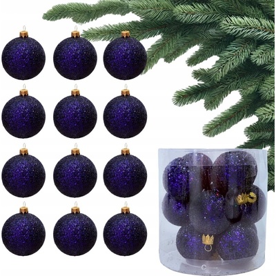 HOLO Purpurové VIANOČNÉ GULE Fialové VIANOČNÉ GULE na vianočný stromček Súprava 12 Gúľ