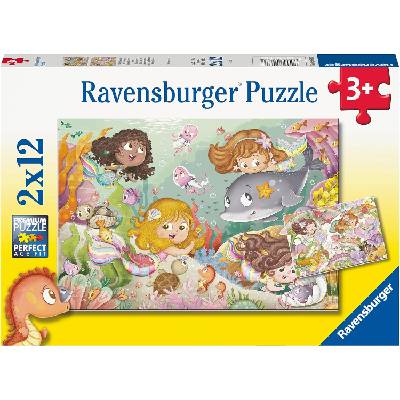 Ravensburger Детски пъзел Ravensburger от 2 x 12 части - Русалки (5663)