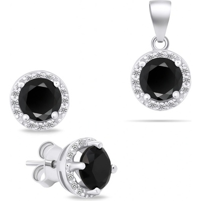 Brilio Silver Set stříbrných šperků s černými zirkony SET230WBC – Hledejceny.cz