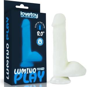  Пенис дилдо с тестиси, светещо в тъмното, 21см. - Lumino Play Dildo (LVTOY00691)