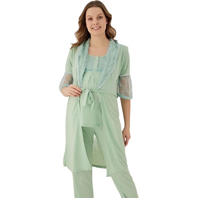 Млечно зелен комплект за бременни с нежна дантела