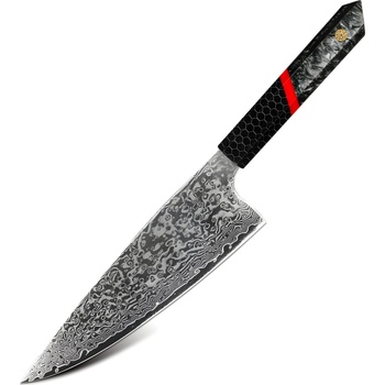 HARAHU Дамаски кухненски нож ZA-37461 - Santoku / Черен / Червен KP37461