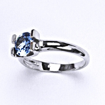 Čištín Stříbrný se syntetickým akvamarínem T 1273