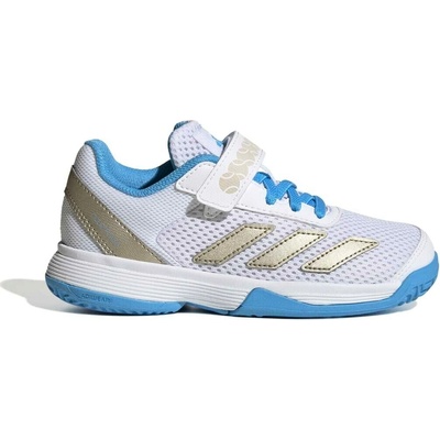 adidas Courtflash Kids Comfort Closure Tennis Shoes Ftwr White/Cyber Met./Lucid Aquamarine