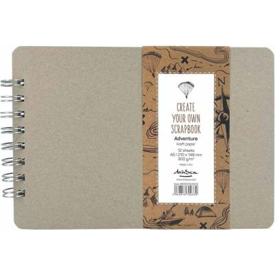 Drasca Album kroužkové Scrapbook Adventure A5 (300 g/m2, 12 listů) - kraft