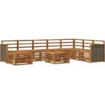 vidaXL Комплект дивани за открито 9 бр. 8-местни Натурално (3384735)