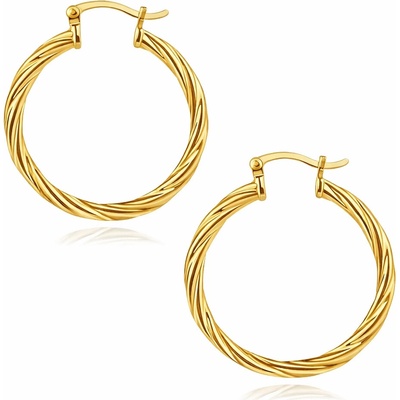 Šperky Eshop Pozlacené stříbrné náušnice 925 kruhy, spirálový vzor, 32 mm S29.19
