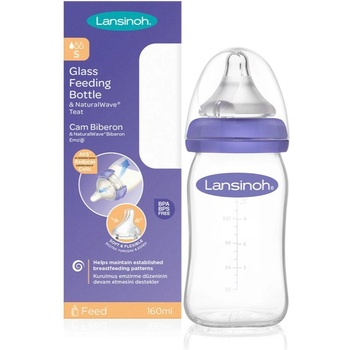 Lansinoh NaturalWave Glass бебешко шише Slow 160ml