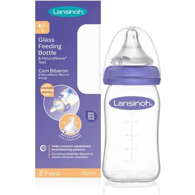 Lansinoh NaturalWave Glass бебешко шише Slow 160ml