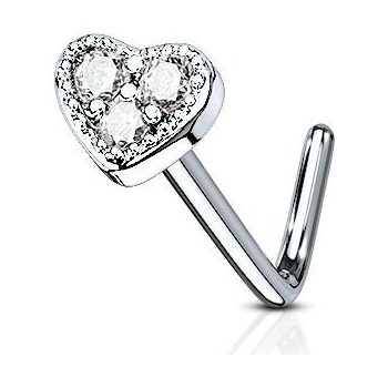 Šperky4U piercing do nosu srdíčko čiré kamínky N0087-C