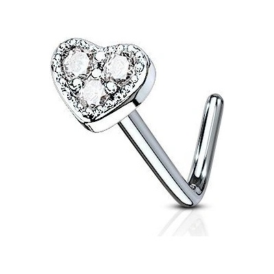 Šperky4U piercing do nosu srdíčko čiré kamínky N0087-C