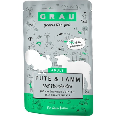 GRAU Adult bez obilnín morčacie a jahňacie 32 x 125 g