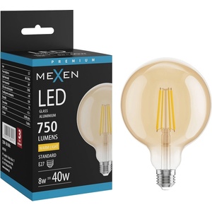 Mexen Vintis LED Крушка с нажежаема жичка E27, G125, 8W, Топла - 2700K, 750 lm, кехлибар (L158-E27-0827-50)