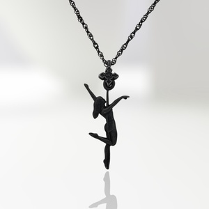  Pole Dance (Танци на пилон) - Дамски спортен медальон от сребро 925 с оксидирано покритие - Ръчно изработено спортно бижу - Идеален подарък за жена, фенка на гимнастиката - SSJ - ssj - 96,23 лв