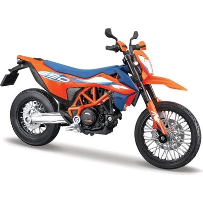 Maisto - Мотоциклет със стойка, 2023 KTM 690 SMC R, оранжево-син, 1: 12