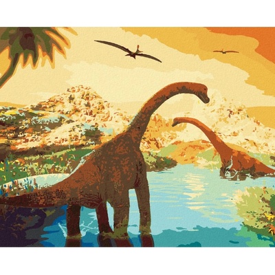 Zuty Malování podle čísel KRÁSNÁ KRAJINA S DINOSAURY