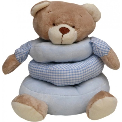 Baby Bruin plyšový medveď 17 cm v tvare prsteňa modrá