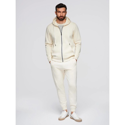 Ombre Clothing Мъжки спортен екип суитшърт с качулка + панталони джогър - кремав V11 Z119 Ombre Clothing Ombre Clothing | Byal Bezhov | МЪЖЕ | XL