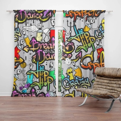 Sablio Zatemňovací závěs Graffiti: 2ks 140x200cm + řasicí stuha na žabky