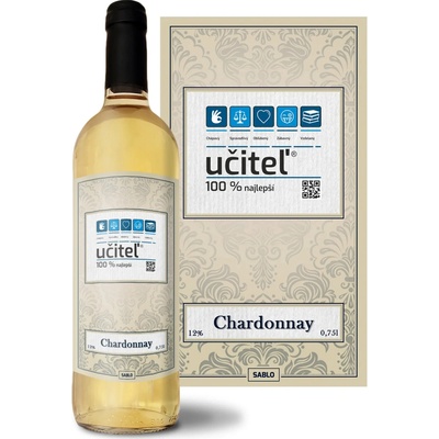 Sablio Učiteľ Chardonnay biele suché víno 12 % 0,75 l (čistá fľaša)