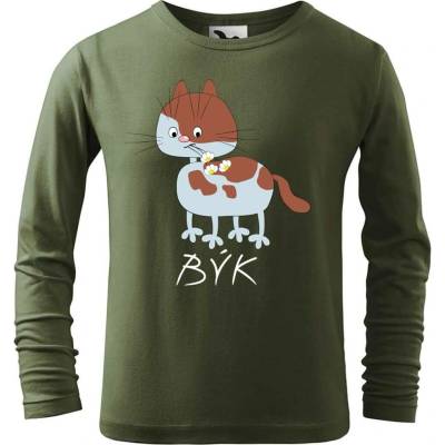 Dobrý triko dětské bavlněné triko Zvěrokruh kočka Lev Khaki