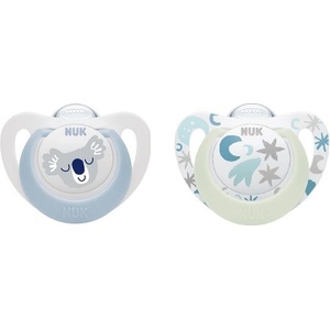 Nuk Силиконови залъгалки NUK - Star, Day/Night, 0 - 6 месеца, 2 броя, момче (10730692_boy)