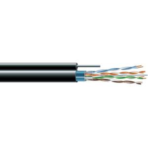ECG Кабел FTP/M Cat5e, 100MHz PE, черен, с UV защита и носещо въже, 500м, ECG (F/UTP Cat.5e, 100 MHz PE, черен, с UV защита и стоманено жило, 500м, ECG)