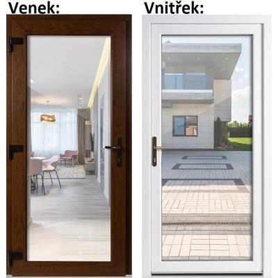 Soft Vchodové plastové WDS 3/3 sklo Čiré Zlatý dub-Bílá levé 100 x 210 cm