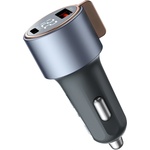Xmart Бързо зарядно устройство за автомобил Xmart - USB-A QC и Type-C PD, 75W, Дисплей (23053)