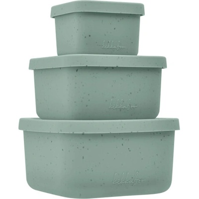 KikkaBoo Sada boxů na svačinu 3 ks Platinum Silicone Sage