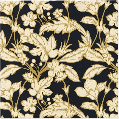 Airland Obrúsky Paw Beautiful Floral Pattern Black 40x40cm