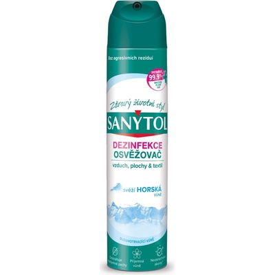 SANYTOL Dezinfekčný osviežovač vzduchu na plochy a textil - Svieža horská vôňa 300 ml