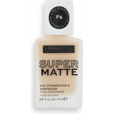 Revolution Relove Super Matte 2 in 1 Foundation & Concealer tekutý a zmatňující make-up a korektor 2v1 F6 24 ml