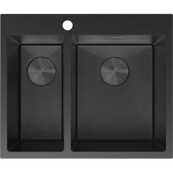 Mexen Flexo стоманена мивка 1, 5-камерна 610 x 510 мм, черен HC - 6446611500-70HC (6446611500-70HC)