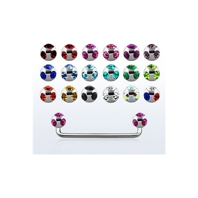 Piercingate Industrial piercing s kamínky PIN00047 čirá