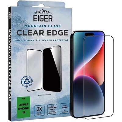 Eiger Mountain Glass Tempered Glass Screen Protector - калено стъклено защитно покритие за дисплея на iPhone 15, iPhone 14 Pro (прозрачен)