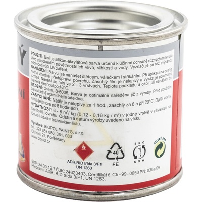 Biopol Paints Bisil speciální jednosložková silikon-akrylátová vrchní barva, stříbrná, 80 g