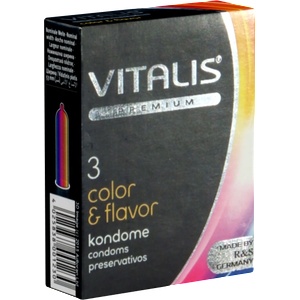 Vitalis Premium Single: Color & Flavour, 3 multi-colored condoms