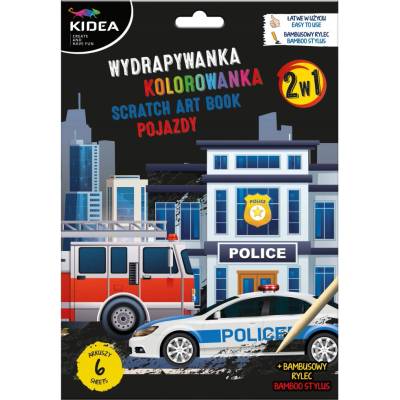 Škrabacia omaľovánka 2v1 kreatívna sada Vozidlá Kidea