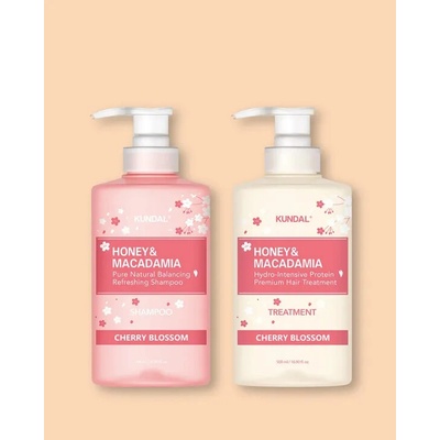 Kundal Med a Makadamia Honey & Macadamia Shampoo 500 ml + Treatment Set Cherry Blossom 500 ml