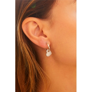 Tonny Black Дамски сребърни обици с розово покритие и елемент сърце - Розови #398536 (398536_Rosa ceniza)