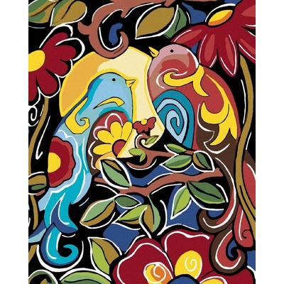 zuty Malování podle čísel Květinová malba s ptáčky 40 x 50 cm vypnuté plátno na rám 8596530014690