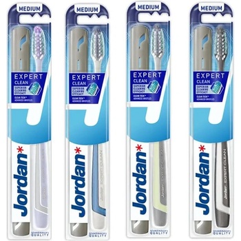 Jordan Expert Clean Антиплакова четка за зъби с кутийка, Medium, асортимент