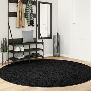 vidaXL Килим OVIEDO с къс косъм, черен, Ø 200 см (375569)