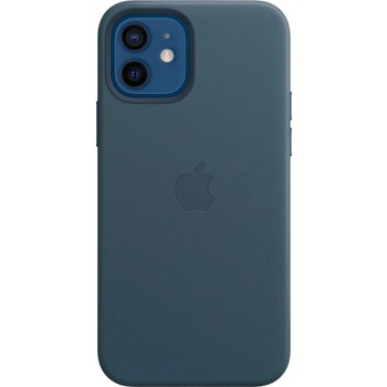 Apple iPhone Leather Case with MagSafe - оригинален кожен кейс (естествена кожа) за iPhone 12, iPhone 12 Pro (тъмносин)