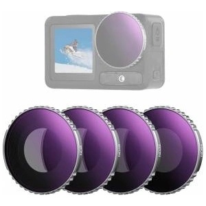 NEEWER ND filter set compatible with DJI Osmo Action 4/Action 5 Pro (pack of 4), screw-on ND8 + ND16 + ND32 + ND64 gray filter filter set action camera accessories, multi-layer optical, FL-B04 - 10105626